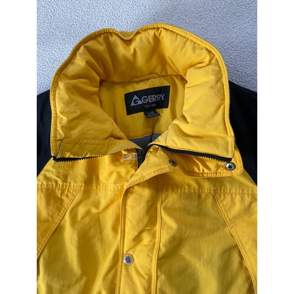 Vintage Gerry Mens Extra Large Winter Jacket Yellow Black Colorblock Puffer Coat - Picture 8 of 16